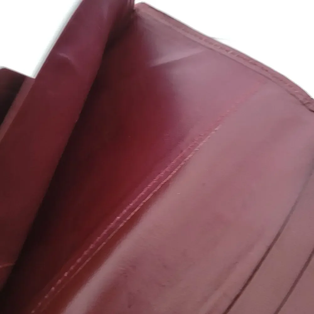 Cartier Vintage Bifold‎ Leather Bordeaux Red Wallet Large Credit Card Checkbook